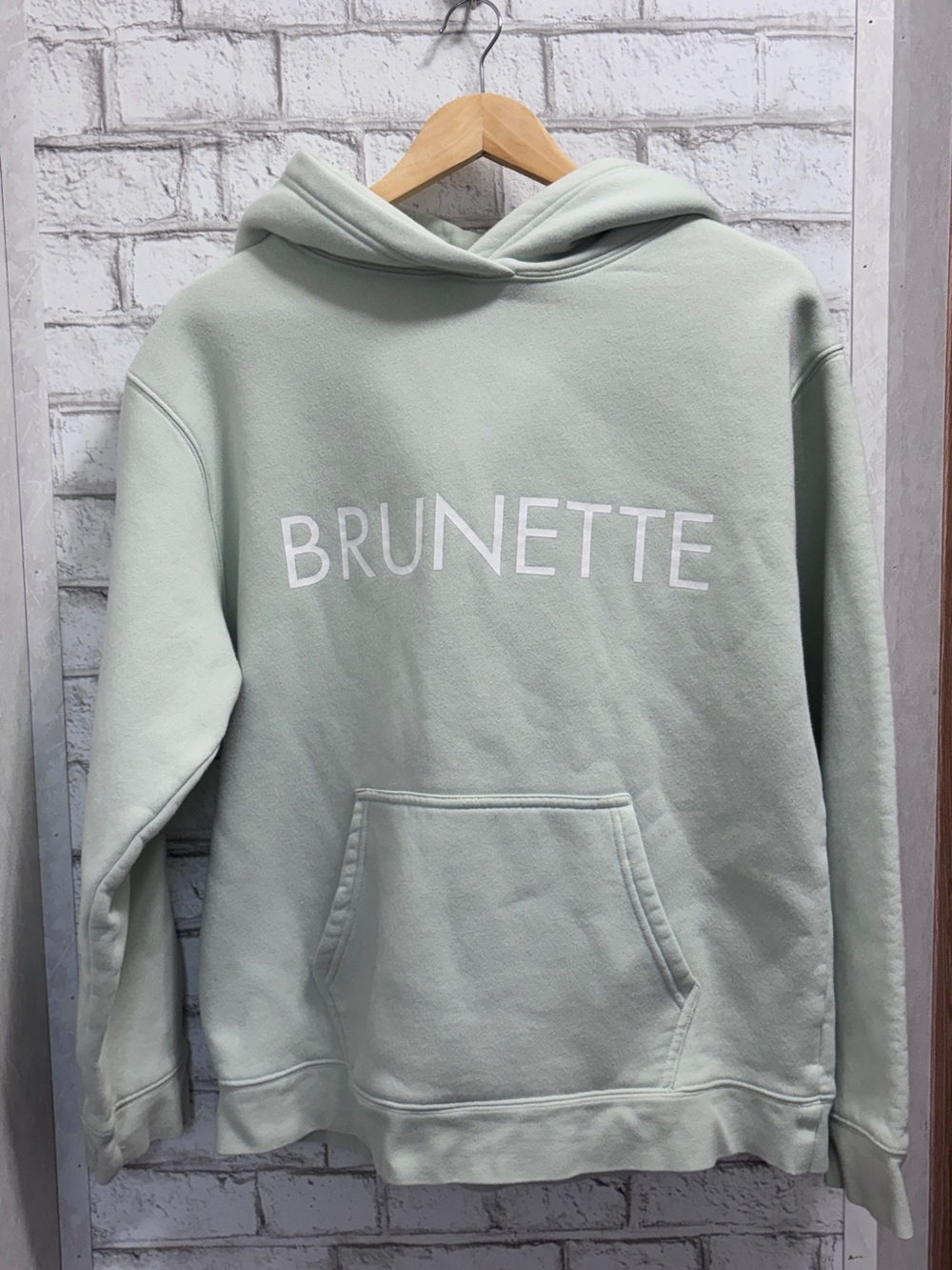 Brunette The Label Light Mint Hoodie with Black Logo Tag